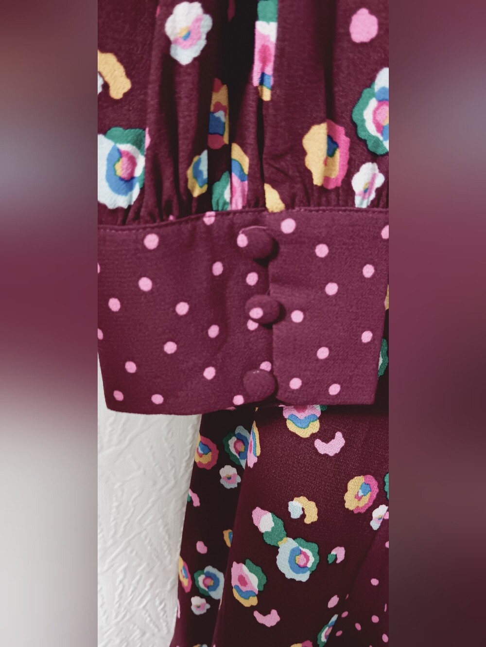 BODEN Women's Floral Burgundy Button-Front Dress Size 12 - Picture 8 of 16